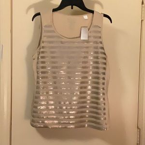 Chicos tan tank top with sequins size 2